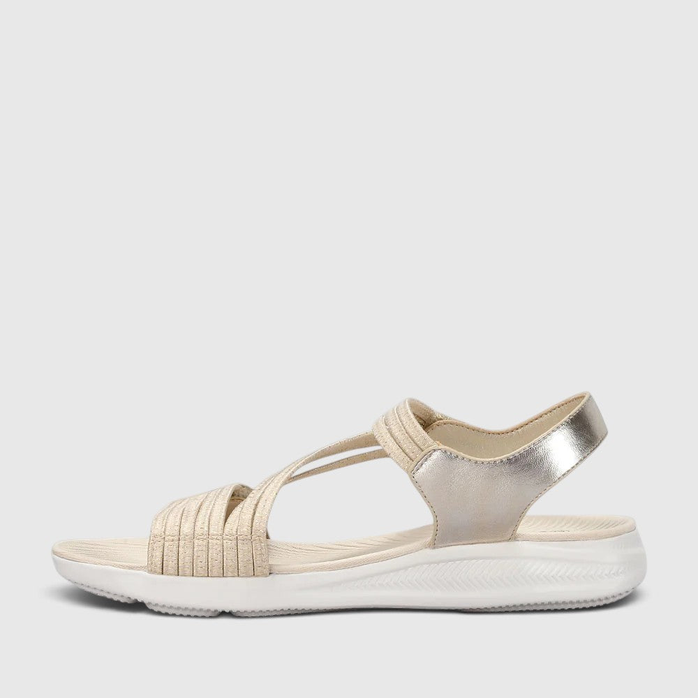 CC Resorts Florrie LT Gold sandals featuring a strappy design and metallic finish, perfect for casual summer wear.