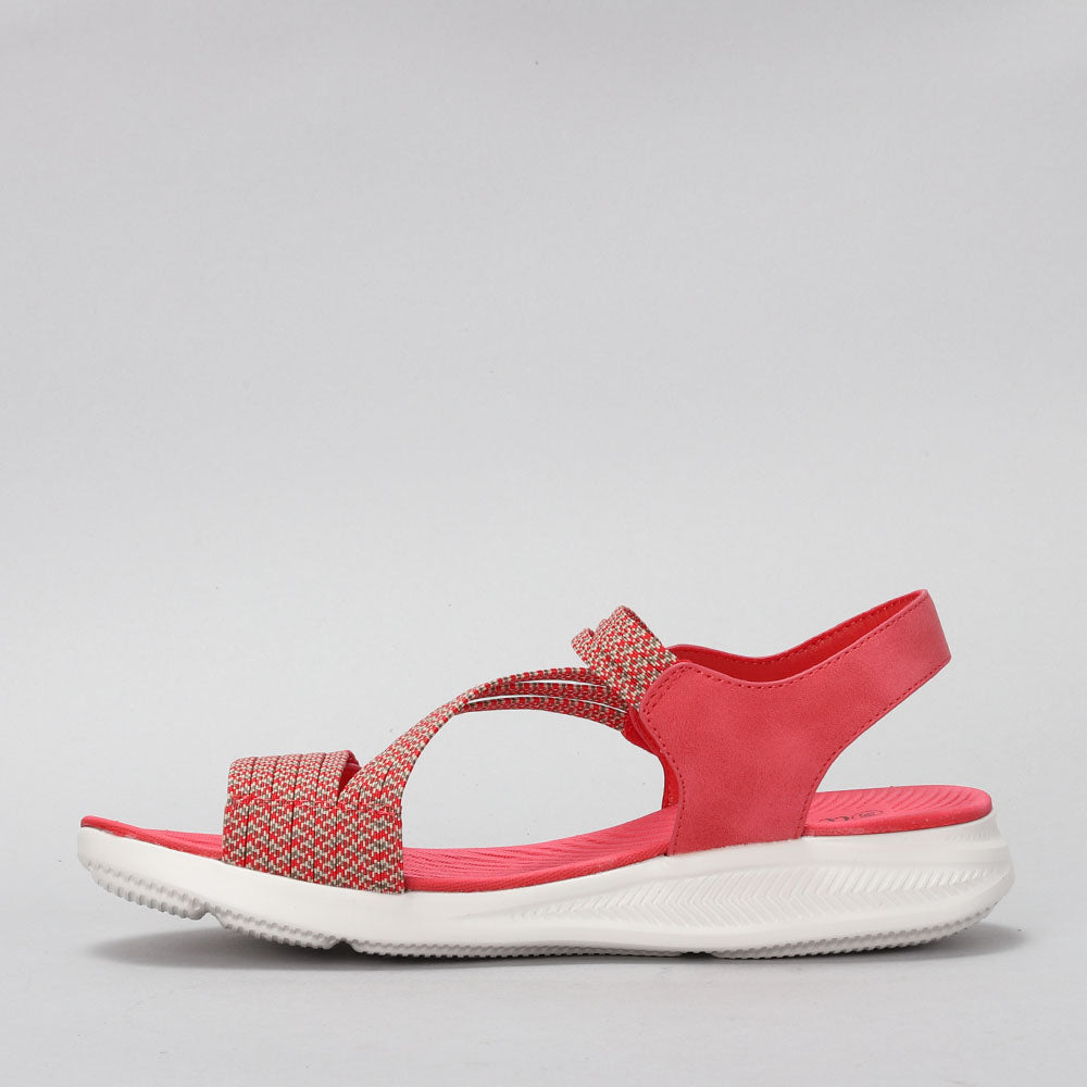 CC RESORTS Florrie Red Multi sandals showing side view with colorful strap design and comfortable slip-on style.