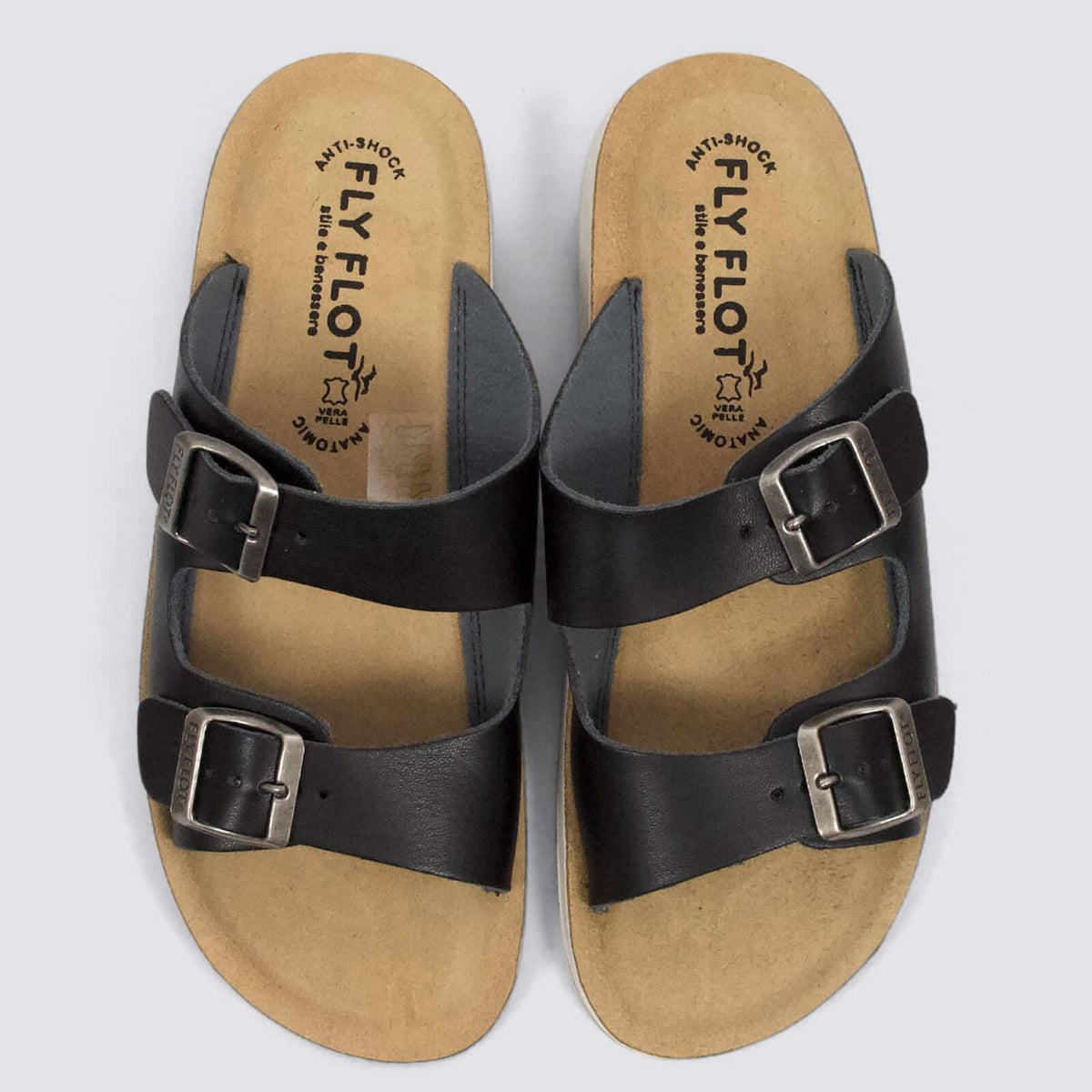 Black Fly Flot flats, model 77G64 2C NERO, with a sleek slip-on style and smooth leather upper.