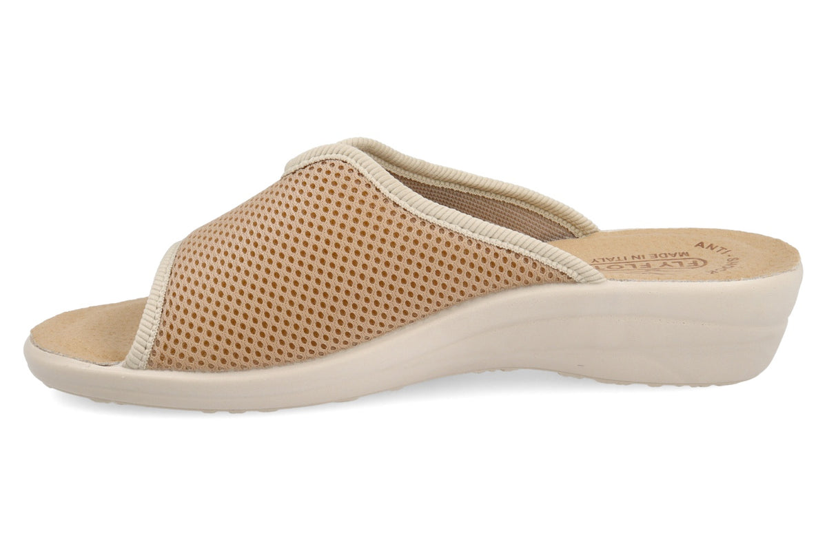 Beige Fly Flot FLY FLOT T4429 flats with rounded toe and minimal design, shown from a side angle.