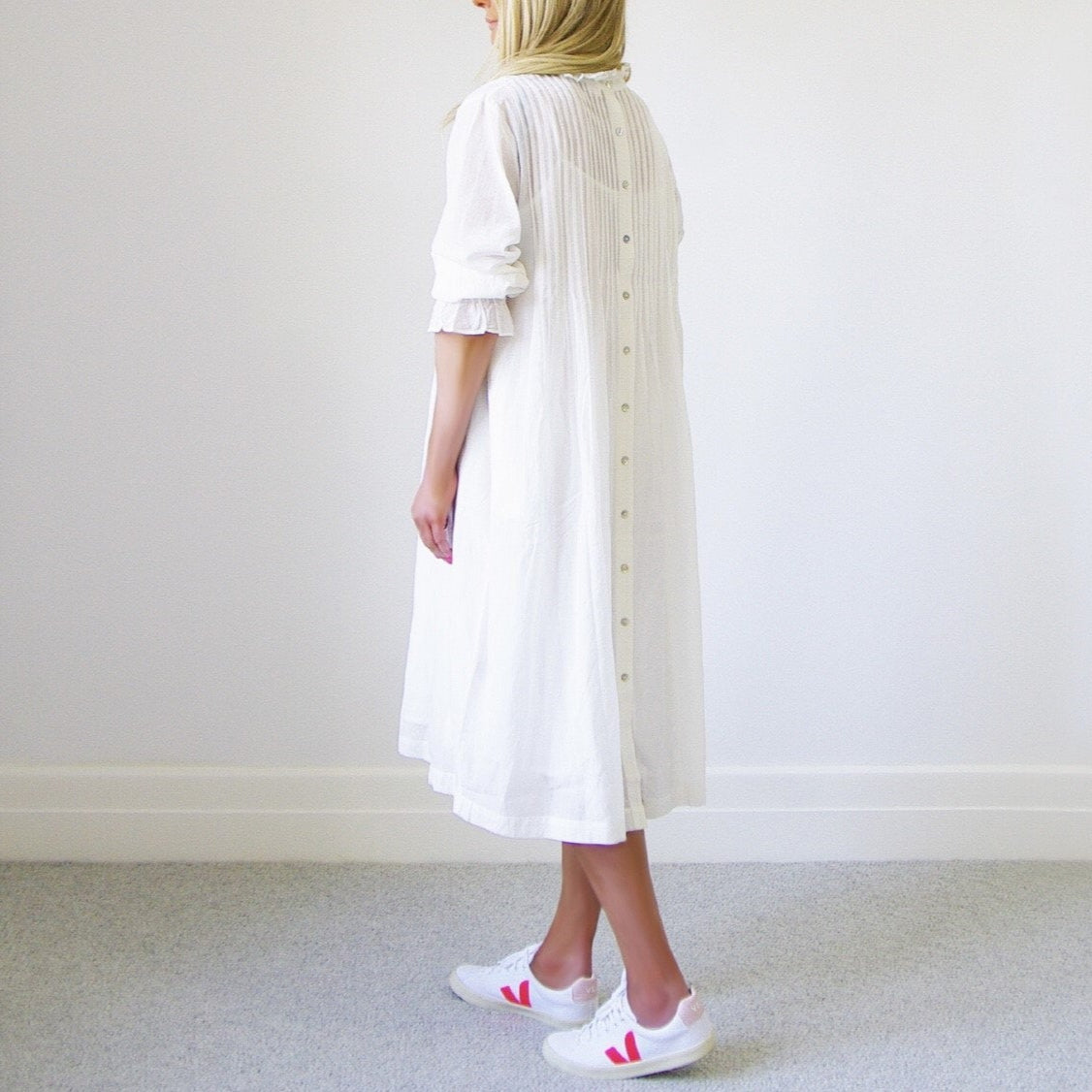 Who's Charlie Morgan French Vanilla dress, stylish and elegant jumpsuit with a soft, neutral fabric and modern design.