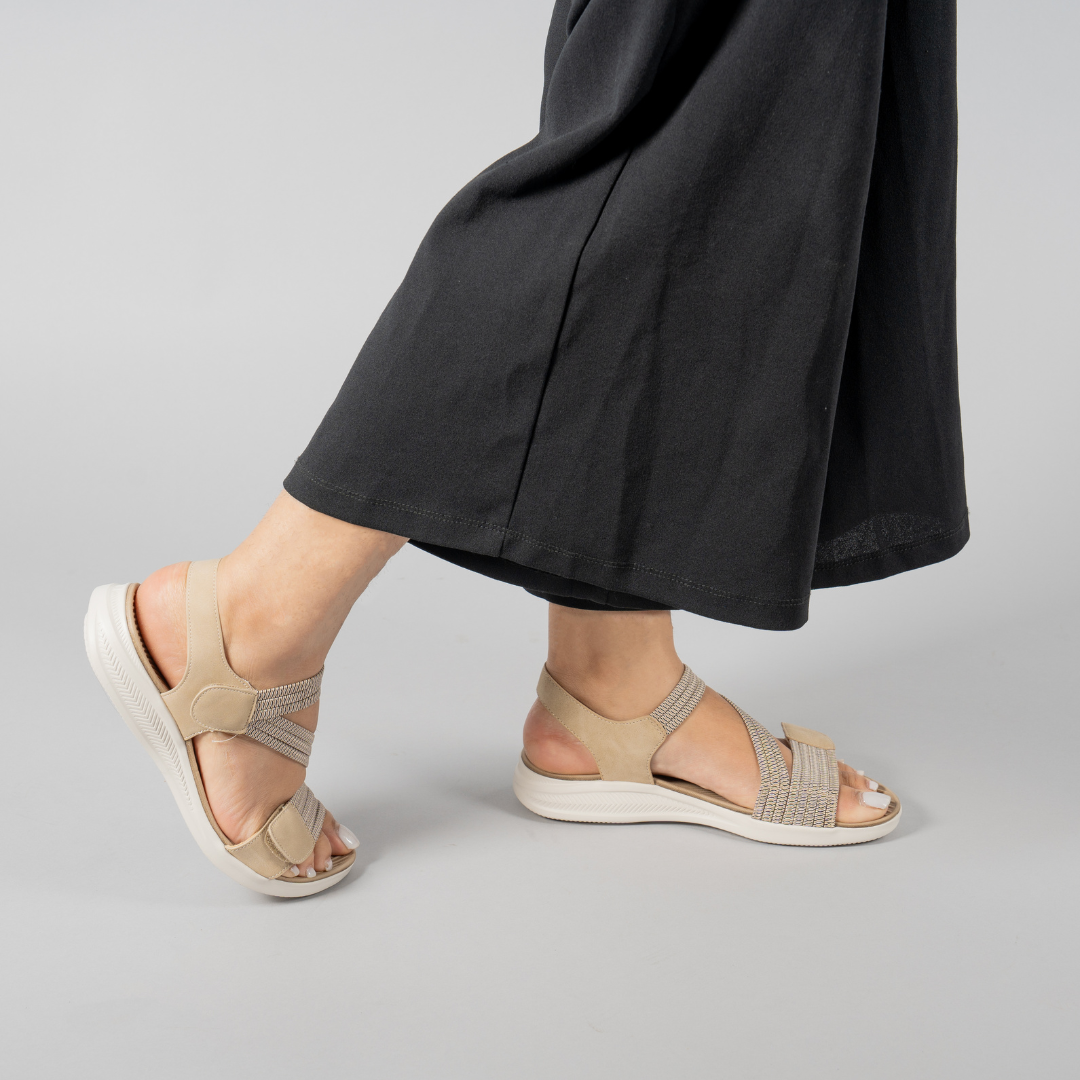 CC Resorts Florrie apricot multi sandals with strappy design and cushioned soles, perfect for casual summer wear.