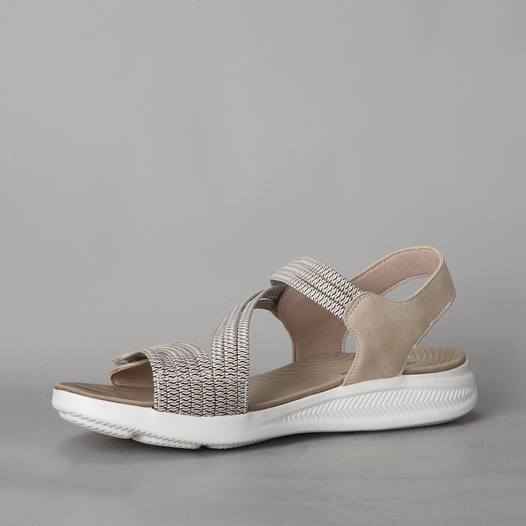 CC RESORTS Florrie apricot multi sandals with strappy design and flat sole, casual summer footwear.