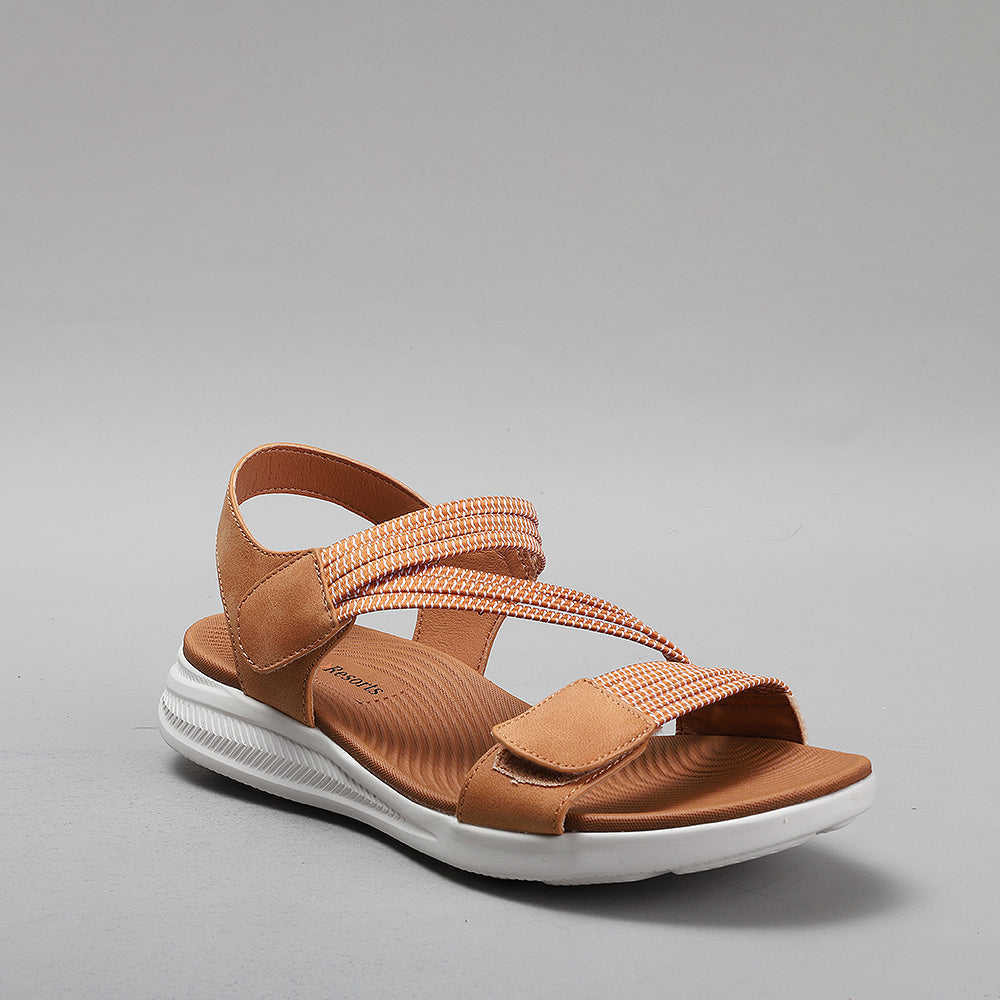 Tan CC Resorts Florrie sandals with adjustable straps and cushioned soles, perfect for casual summer wear.
