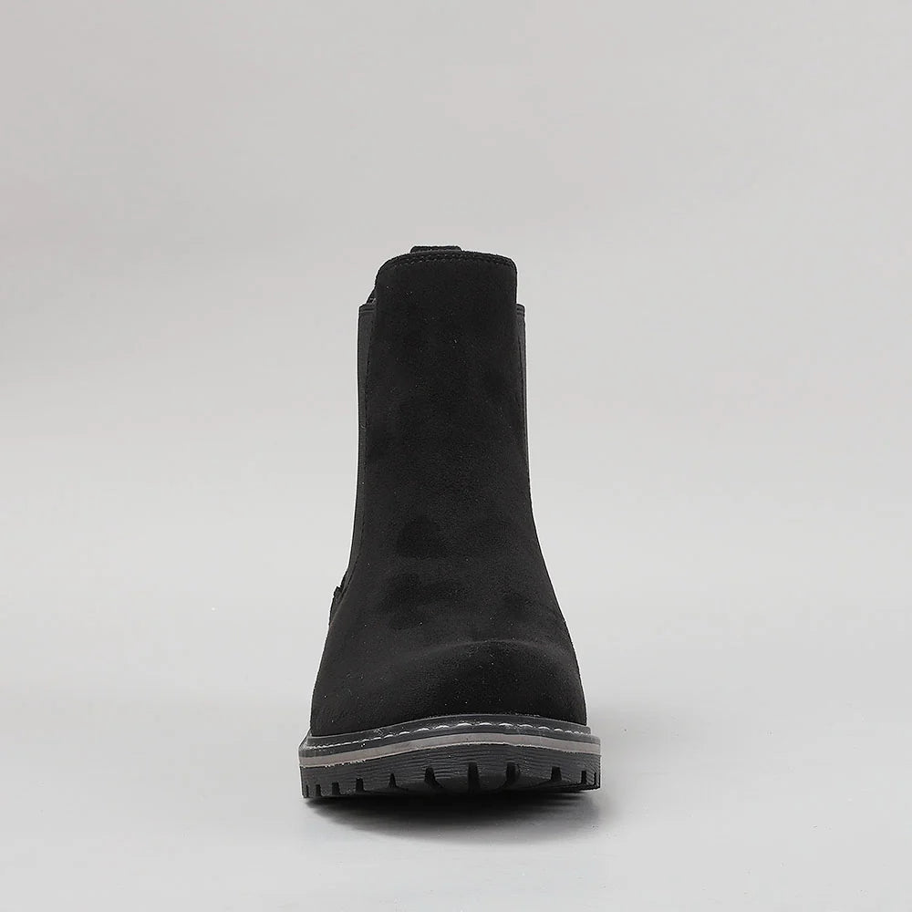 Black CC Resorts Gamilia boots with sleek suede finish and stylish design, perfect for casual and chic outfits.