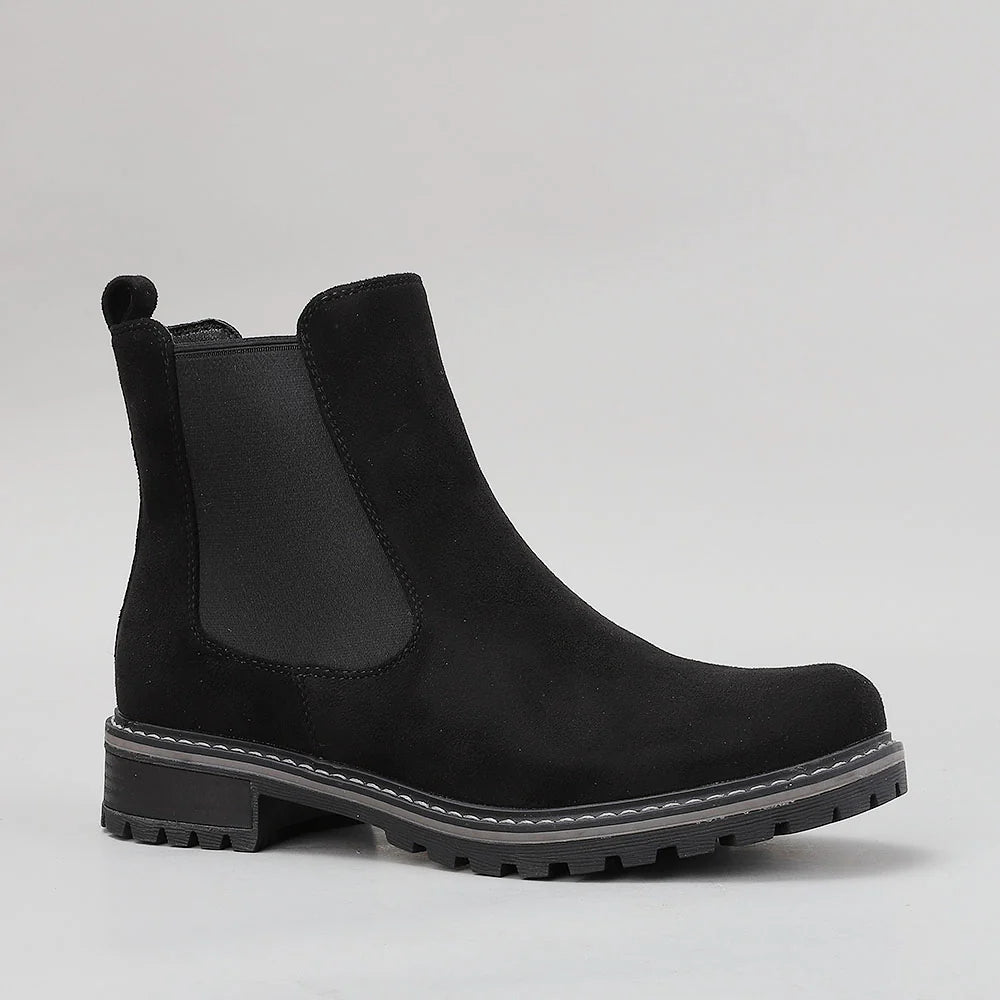 Black CC Resorts Gamilia boots with suede finish and stylish design, perfect for casual or resort wear.