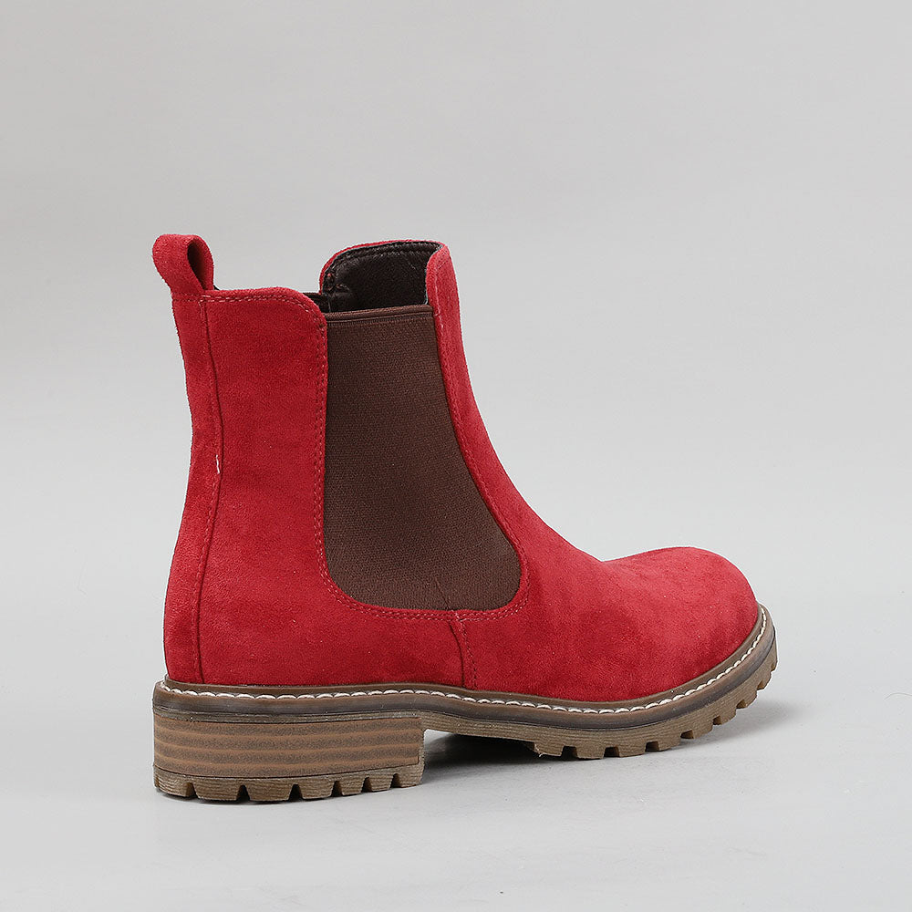 Red CC Resorts GAMILIA boots featuring suede material and stylish design, perfect for casual or resort wear.