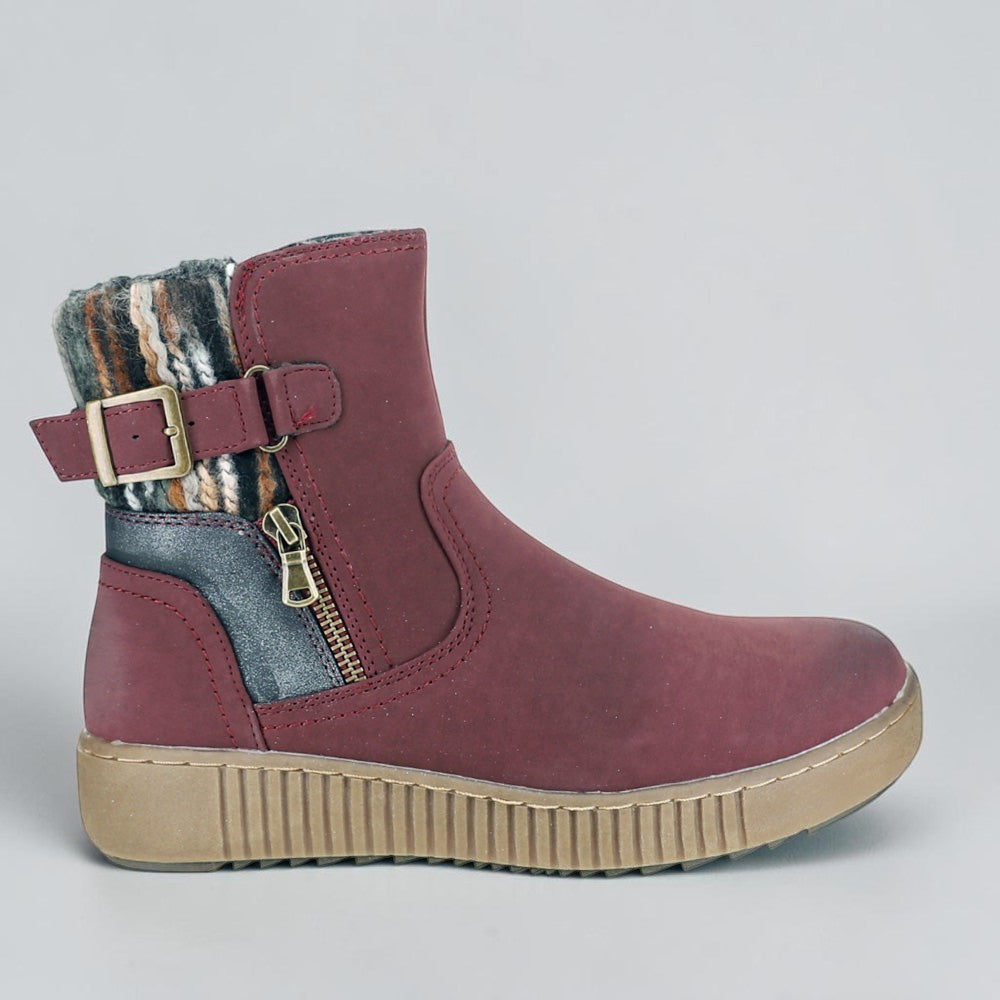 CC Resorts Garrett Bordo boots showing side view with stylish design and ankle height, perfect for casual or resort wear.