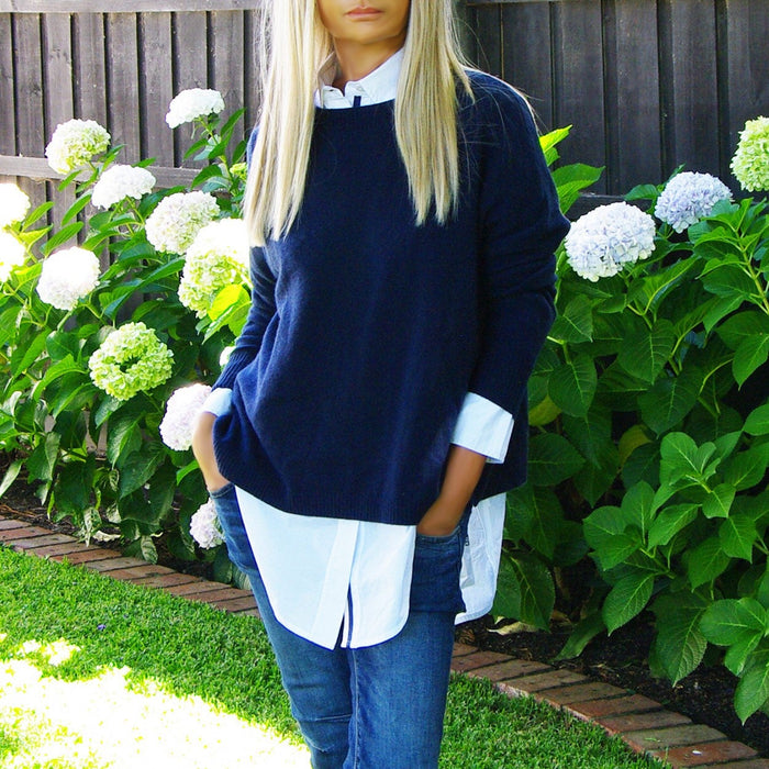 Oversized Charlie Harper jumper by Who's Charlie featuring a casual, comfortable fit in a stylish blazer-inspired design.