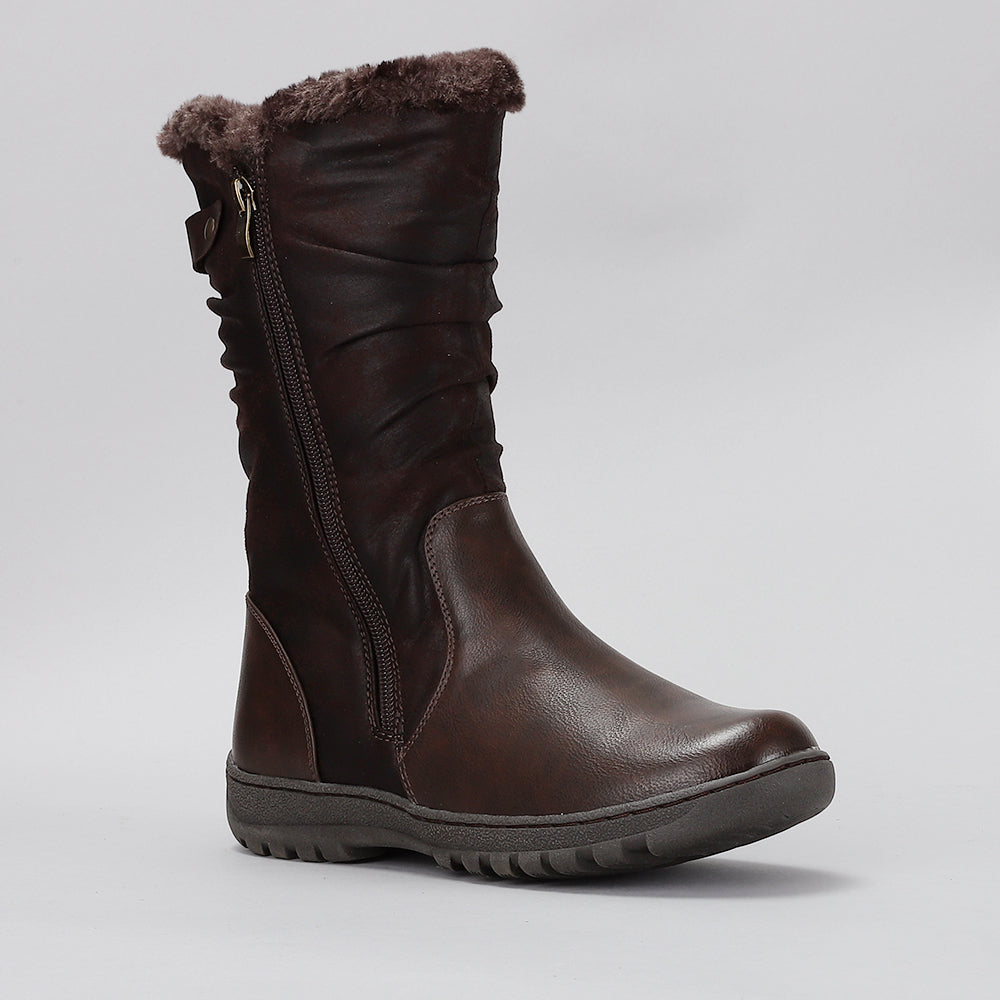 CC Resorts Goose Chocolate boots in brown with plush lining, stylish and comfortable footwear for casual wear.