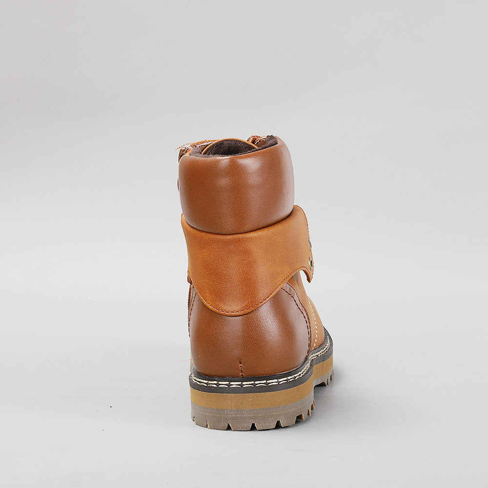 CC Resorts Grease Tan boots with brown leather and stylish design, featuring ankle height and decorative stitching.
