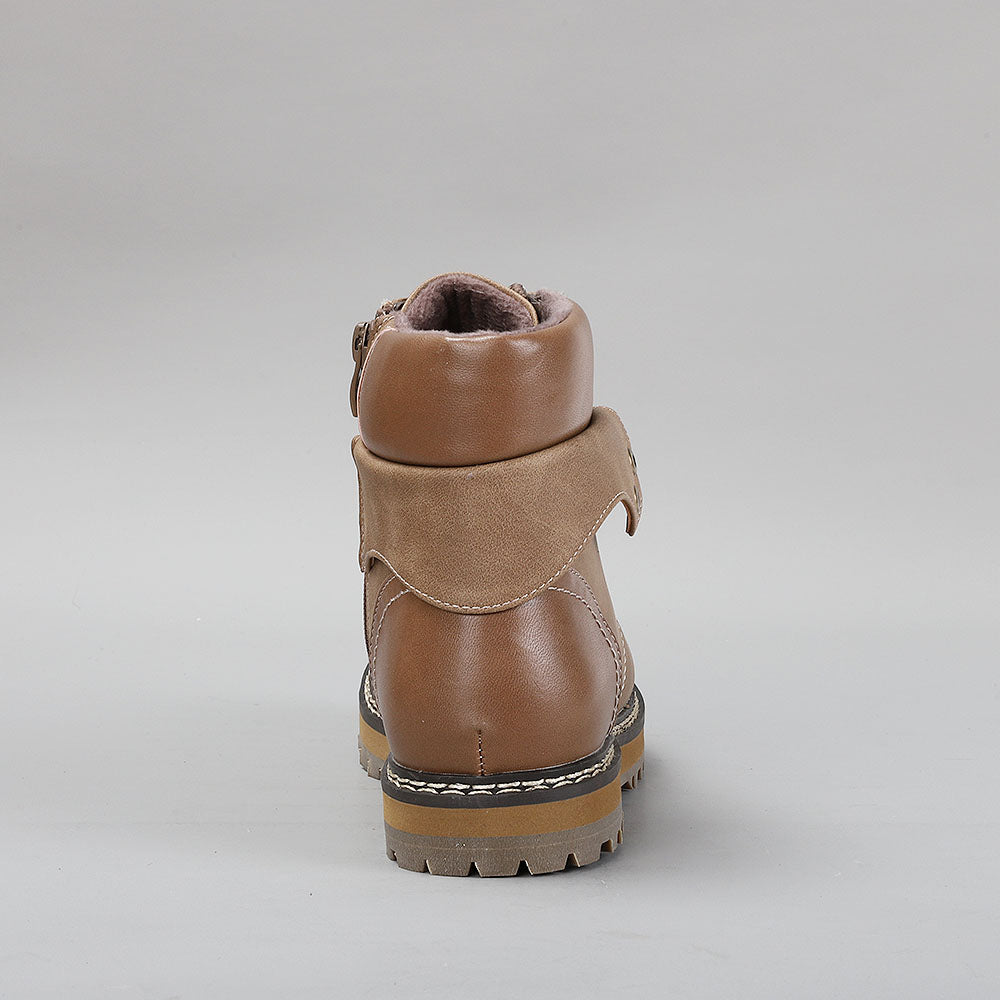 CC Resorts Grease Taupe boots featuring a stylish ankle-high design with a sleek taupe leather finish.