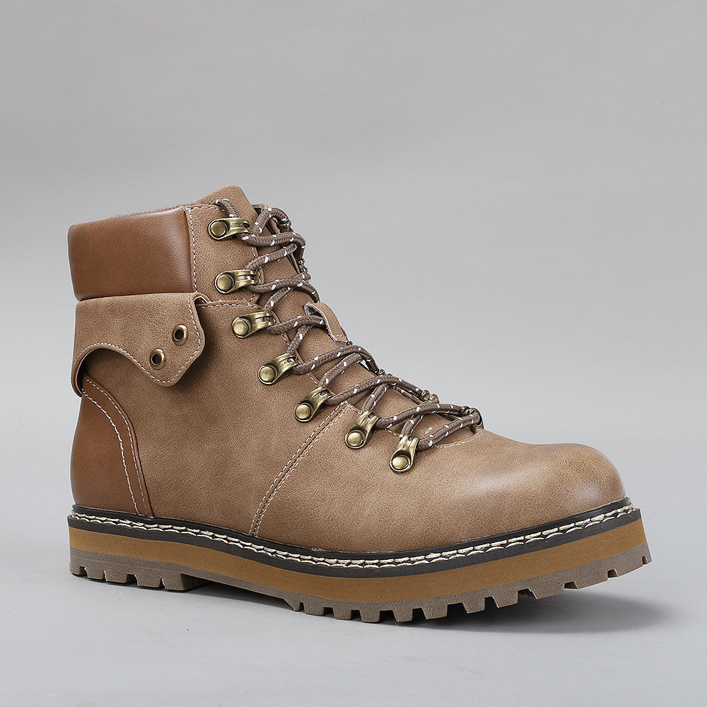 CC Resorts Grease Taupe boots with ankle-height design and stylish stitching, perfect for casual or outdoor wear.