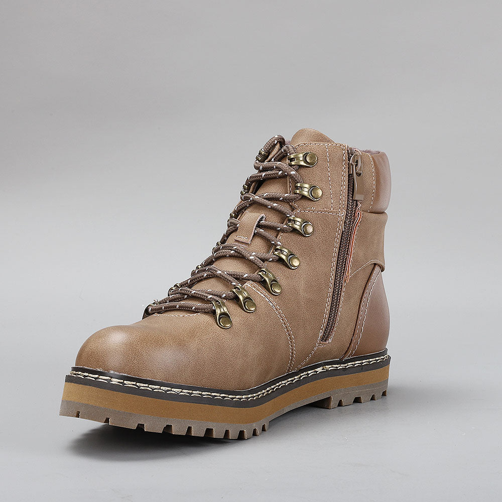 CC Resorts Grease Taupe boots with western style design, featuring a sleek taupe leather finish and detailed stitching.