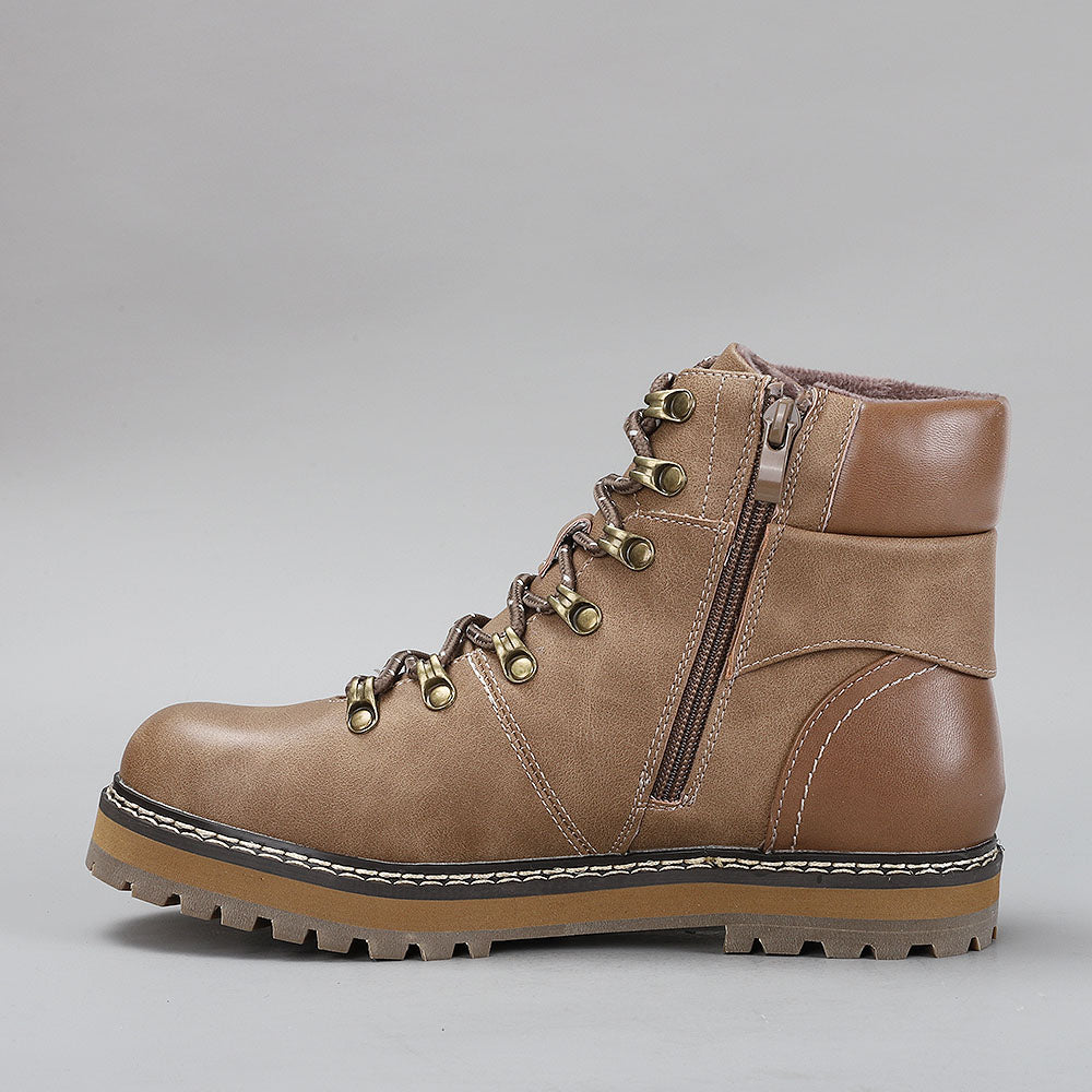 CC Resorts Grease Taupe boots with ankle-high design and stylish detailing, perfect for casual and outdoor wear.