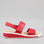 Naked Arches Hanza dark red sandals with open toes and ankle straps, showcased from a side view.