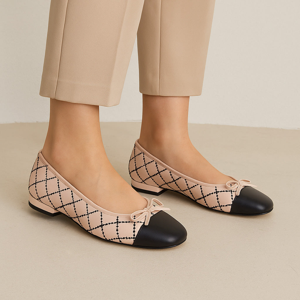 Le Sansa Hary Nude ballet flats with soft beige fabric and rounded toes, designed for comfortable, stylish everyday wear.