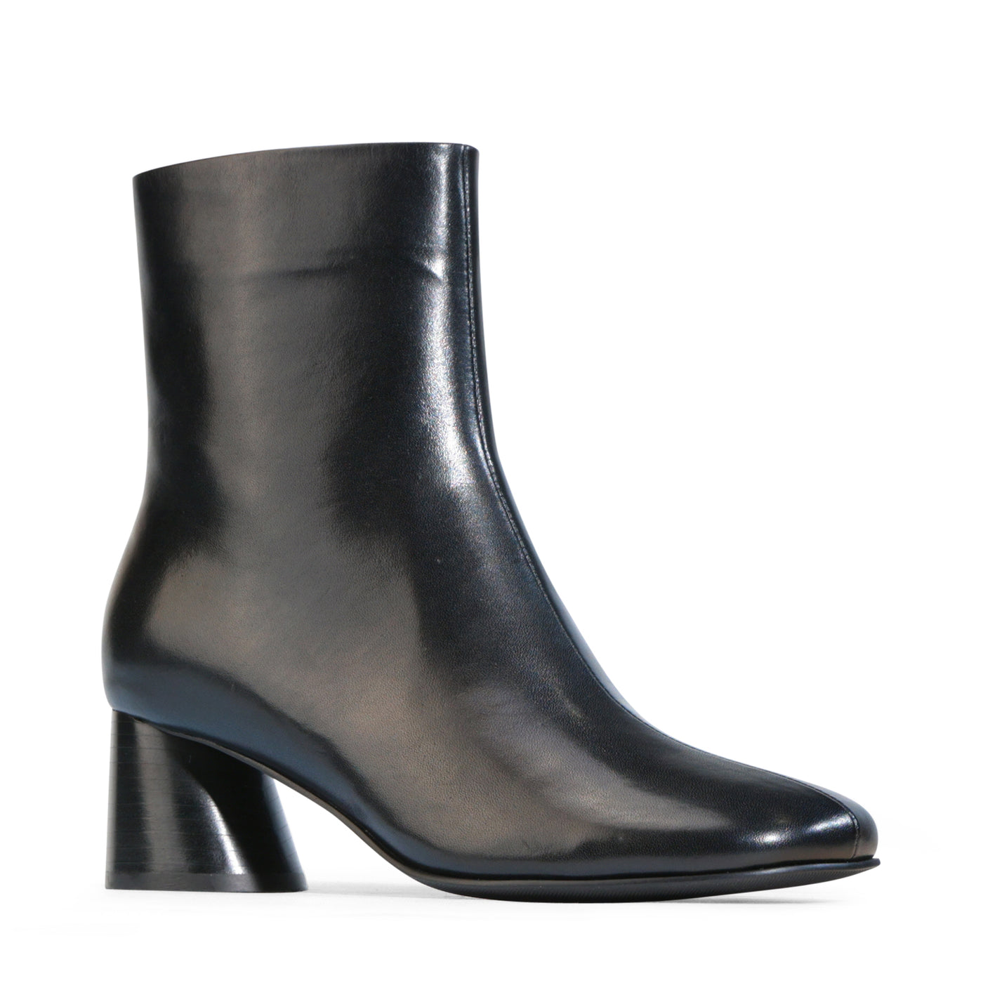 Black EOS Harlyn boots featuring a sleek leather design and stylish ankle height.