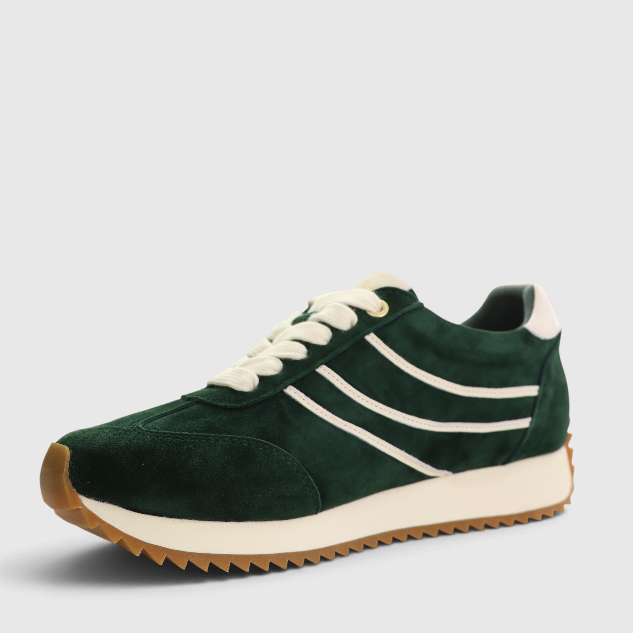 Naked Arches Wednesday DK Green sneakers featuring a sleek design and green fabric upper with white sole detail.