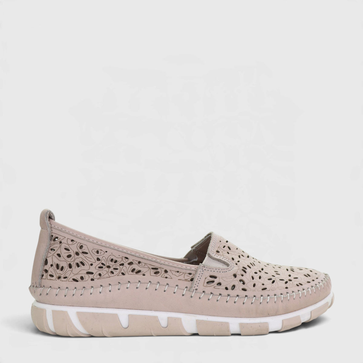 Cabello Camden taupe slip-on shoes with rounded toe and casual design, displayed on a plain background.