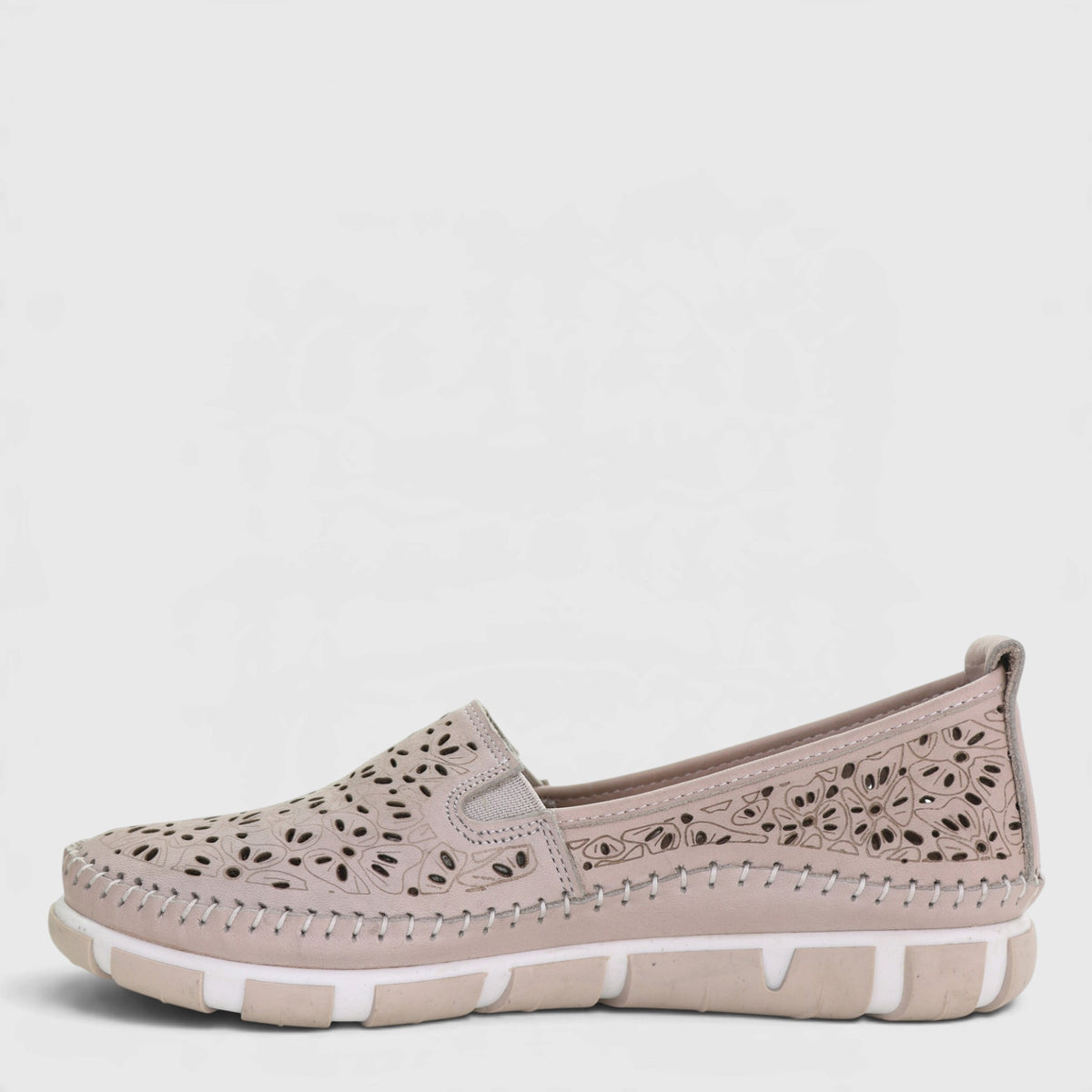 Taupe Cabello Camden slip-on shoes with rounded toes and elastic side panels, stylish and comfortable footwear for everyday wear.