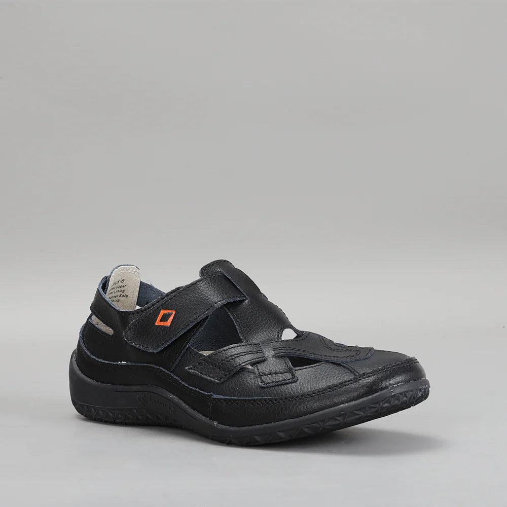 Black CC RESORTS Jackie flats with pointed toes and sleek design, shown on a neutral background.