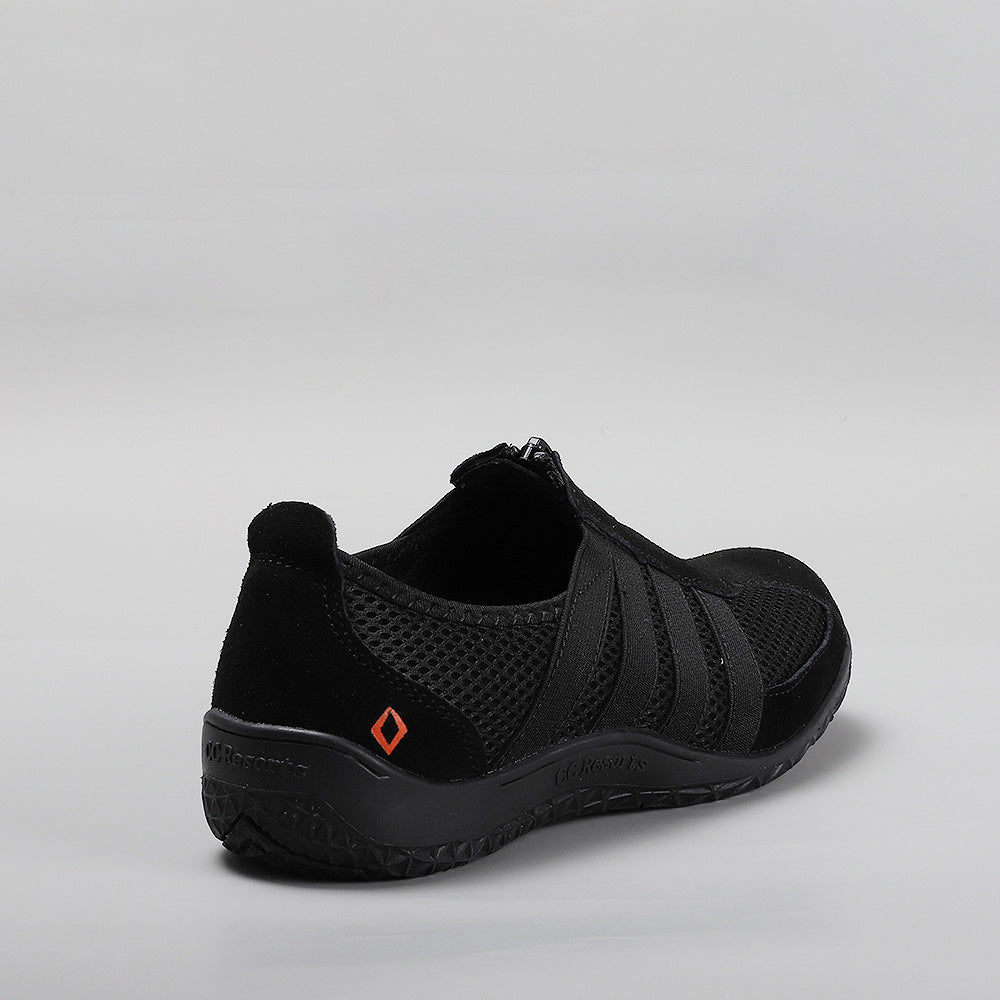 Black casuals from CC Resorts Jada collection, featuring a stylish and comfortable design, shown in a close-up image.