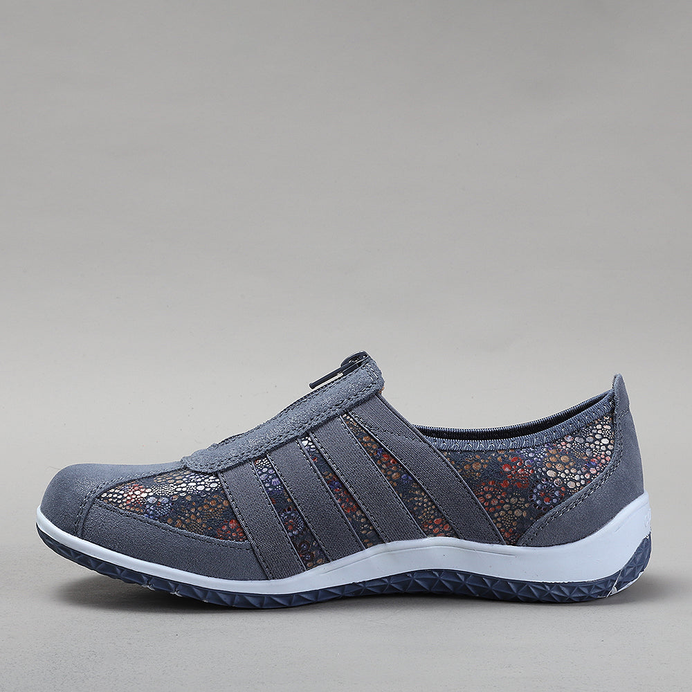 CC Resorts Jada Indigo Flower casuals featuring a floral pattern, styled with a comfortable and trendy design.
