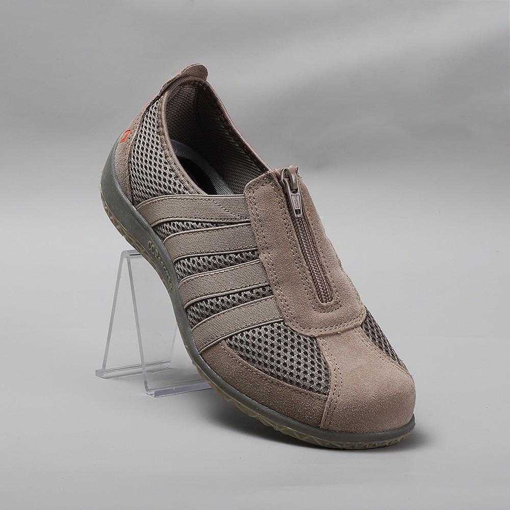 Casuals by CC Resorts featuring taupe-colored Jada sandals with crisscross straps and comfortable slip-on design.