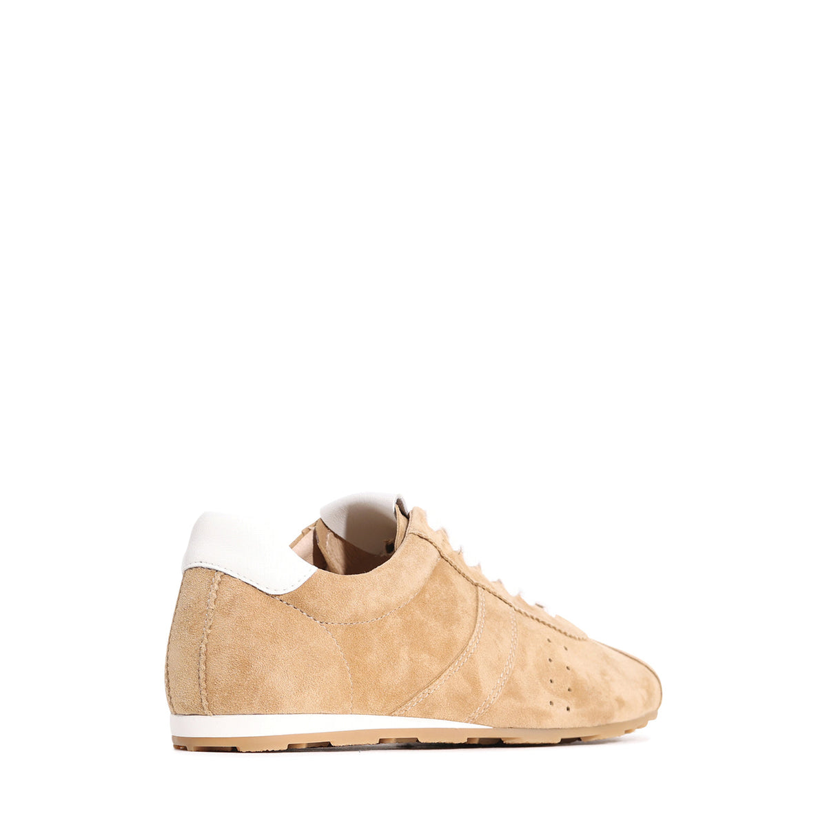 Eos Jas sand sneakers in tan suede with white soles, casual footwear for comfortable everyday wear.