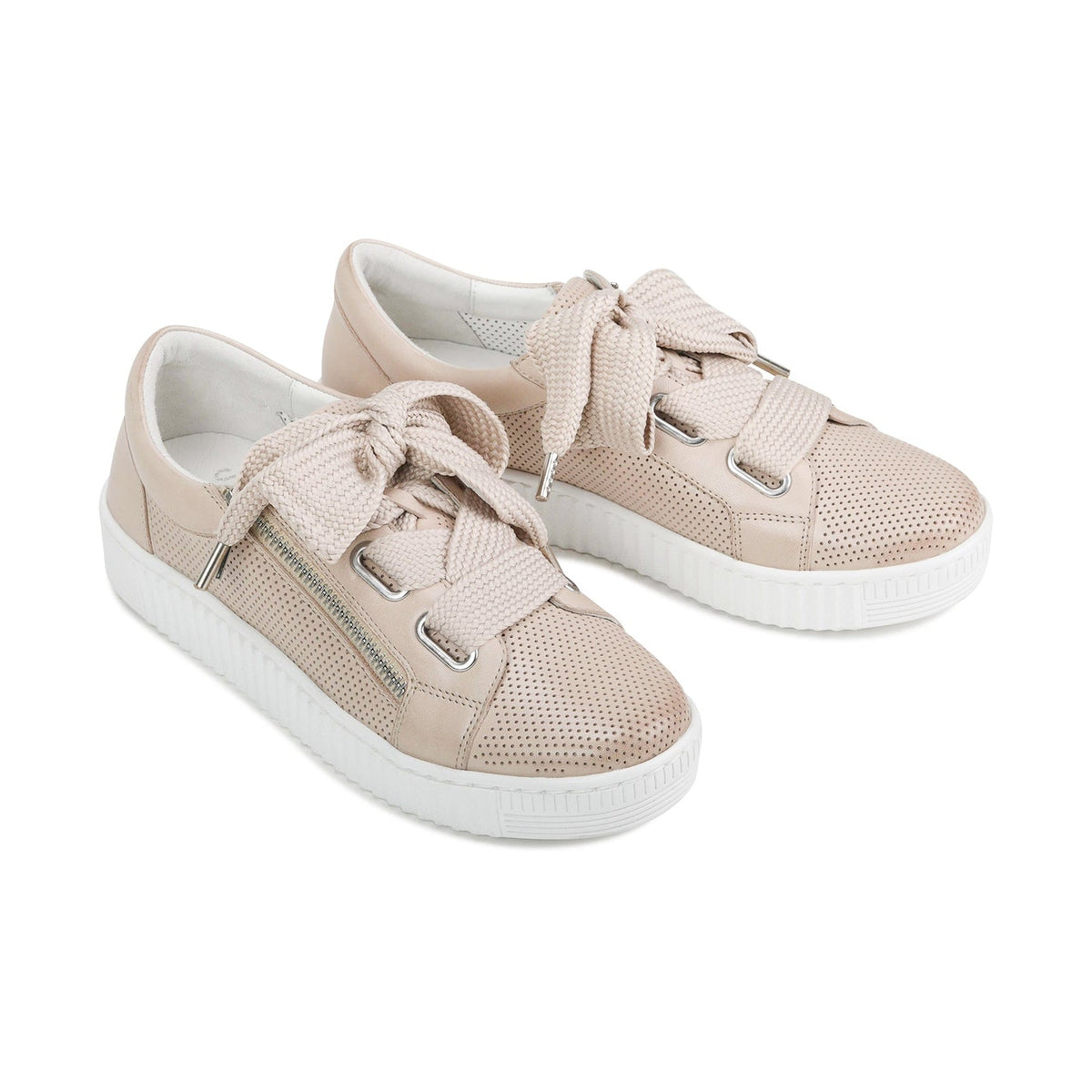 Eos Jovi Birch Perf sneakers in white with perforated details and lace-up design, stylish and comfortable footwear for everyday wear.