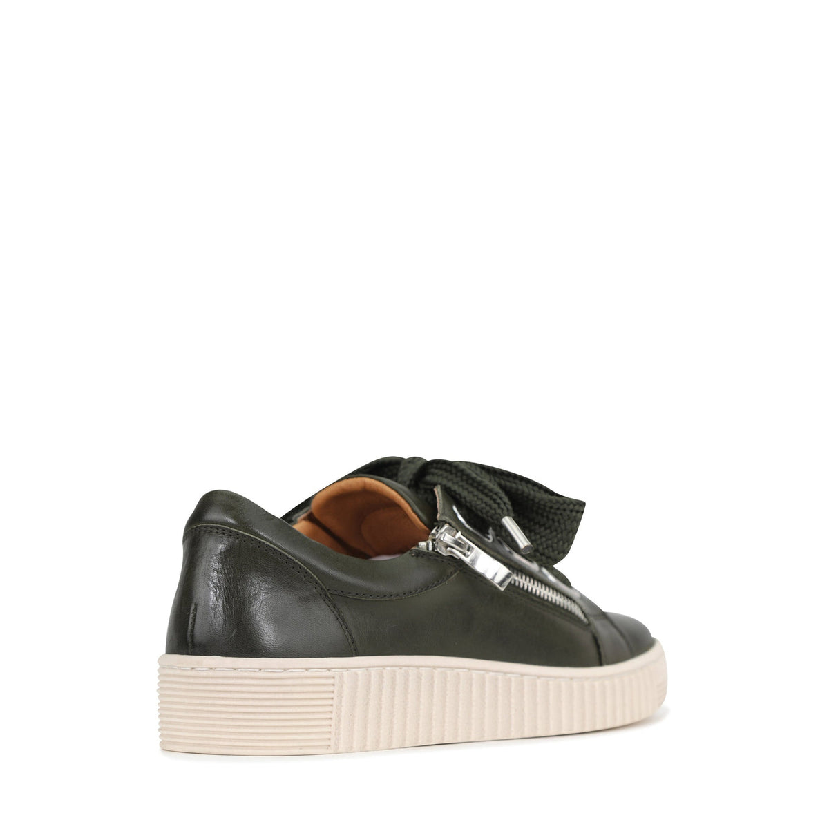 Eos Jovi DK Olive sneakers with black and olive green design, viewed from back angle showcasing stylish casual footwear.