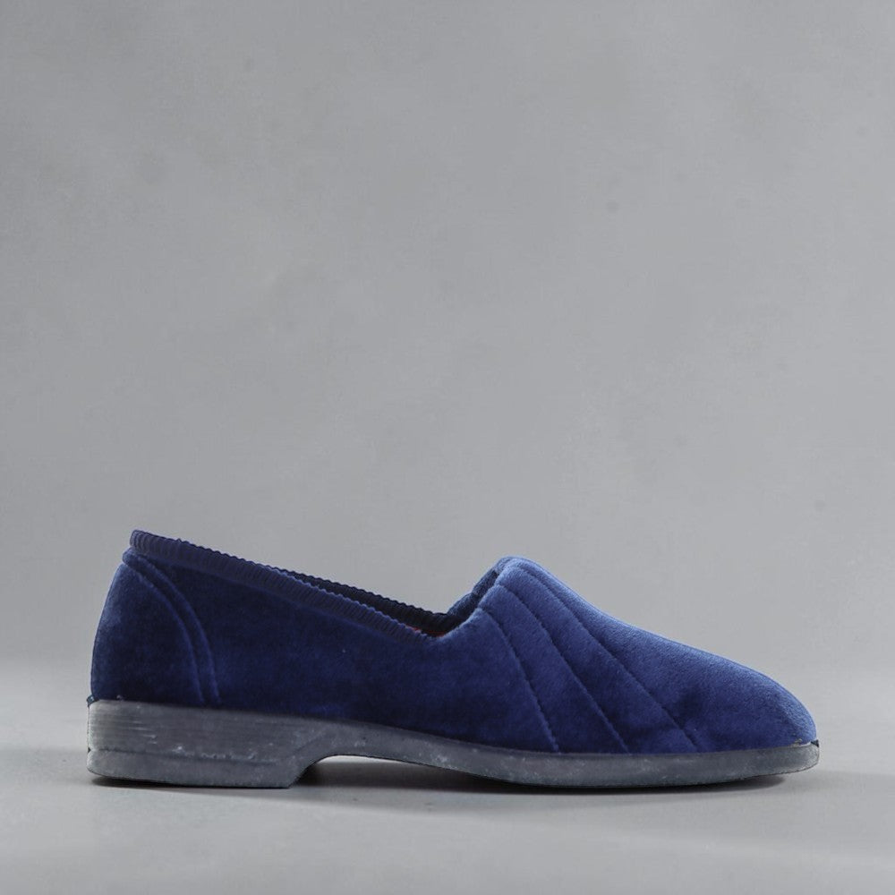 Euroflex Koala navy slippers with soft fabric and plush lining, perfect for comfortable indoor wear.