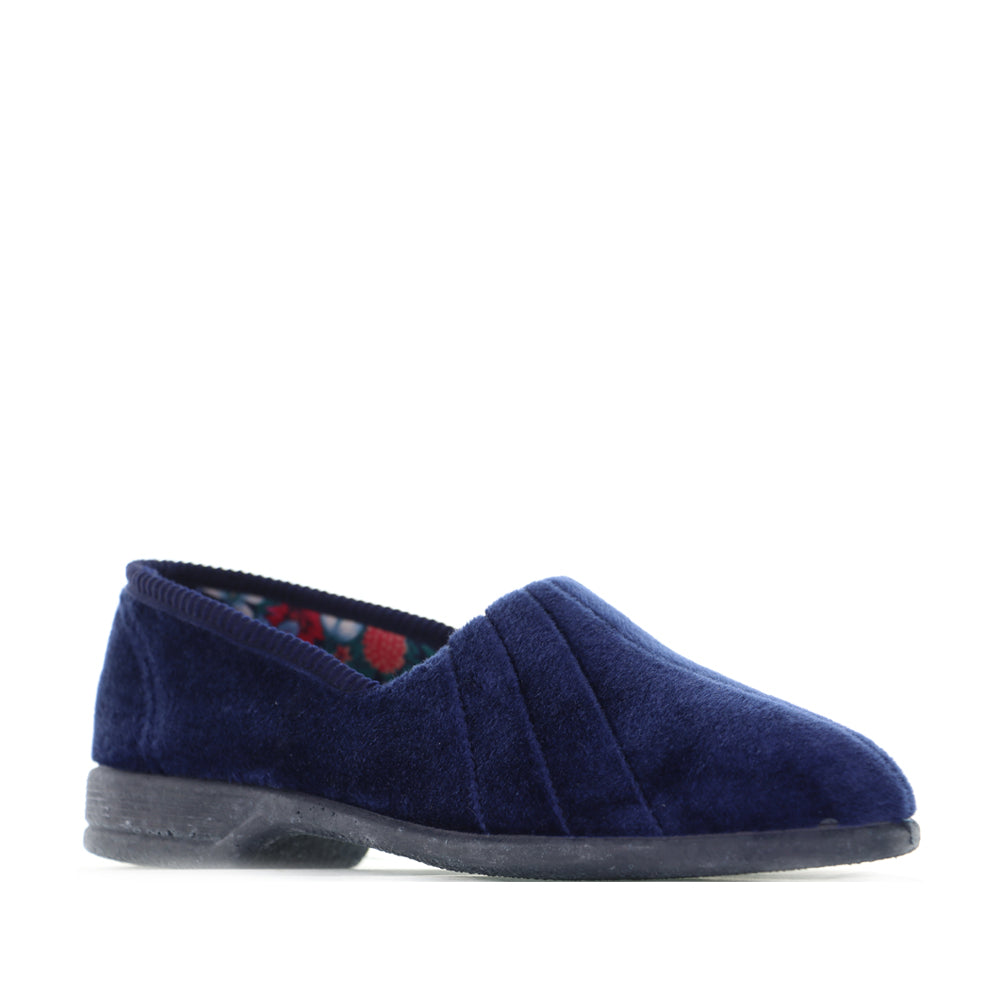 Navy Euroflex Koala slippers with soft fabric and comfortable sole, perfect for indoor wear.