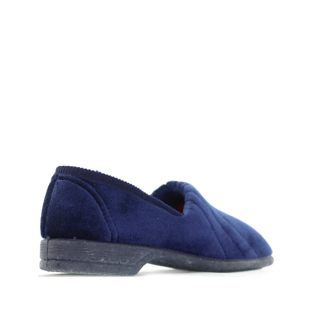 Euroflex Koala navy slippers with soft fabric upper and cushioned soles, designed for comfort and casual wear.