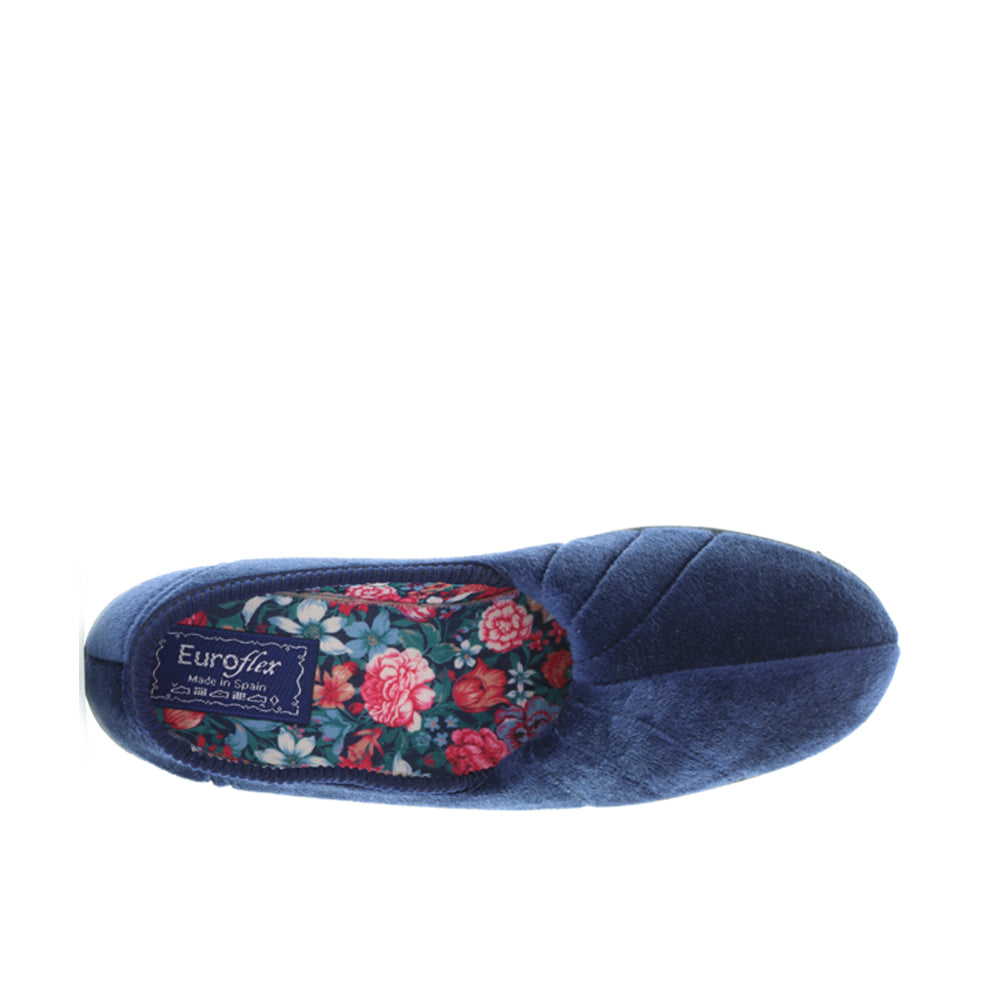 Euroflex Koala navy slippers with soft fabric and cushioned sole, designed for comfortable indoor wear.