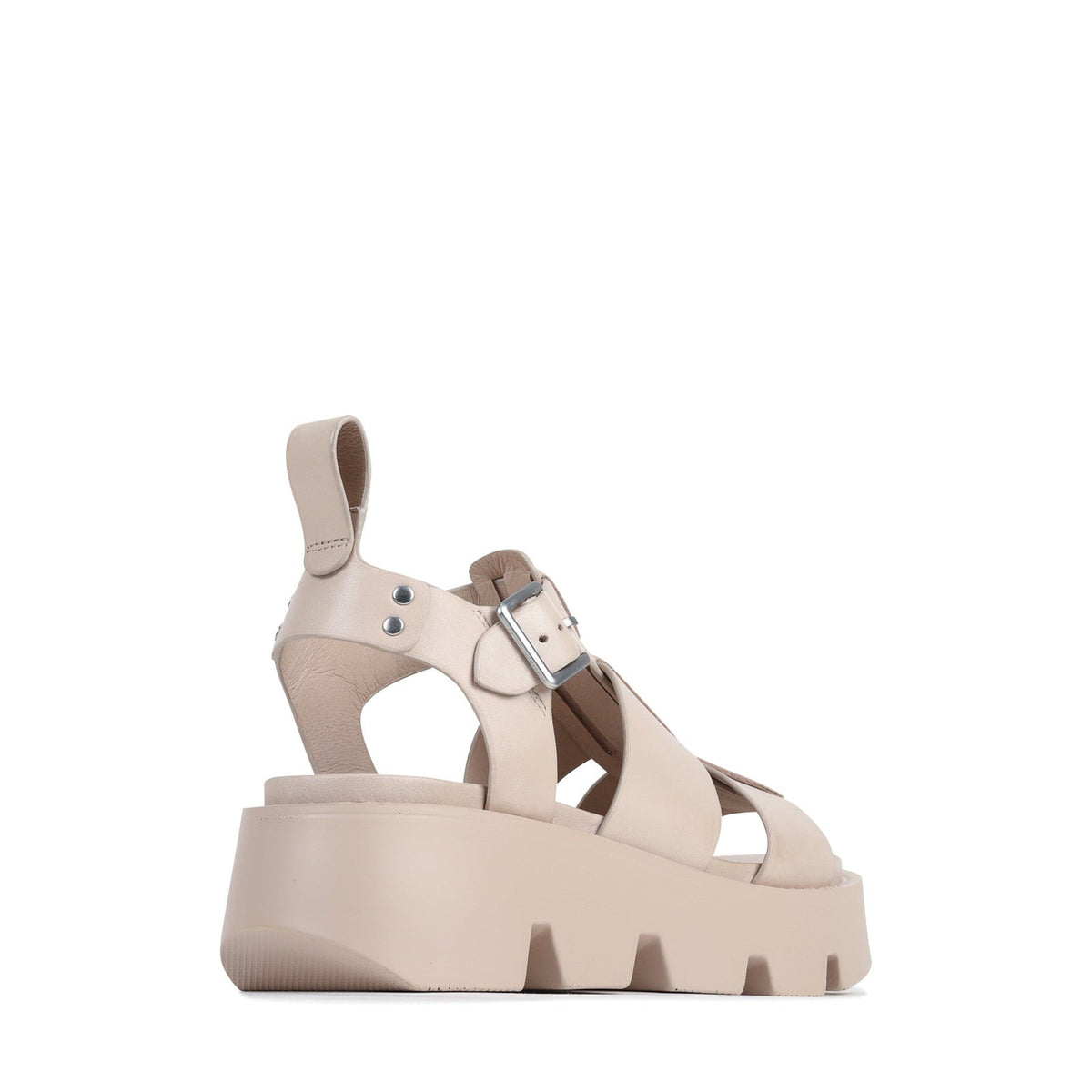 Eos Kailan Birch sandals with tan leather straps and flat sole, stylish open-toe footwear for casual wear