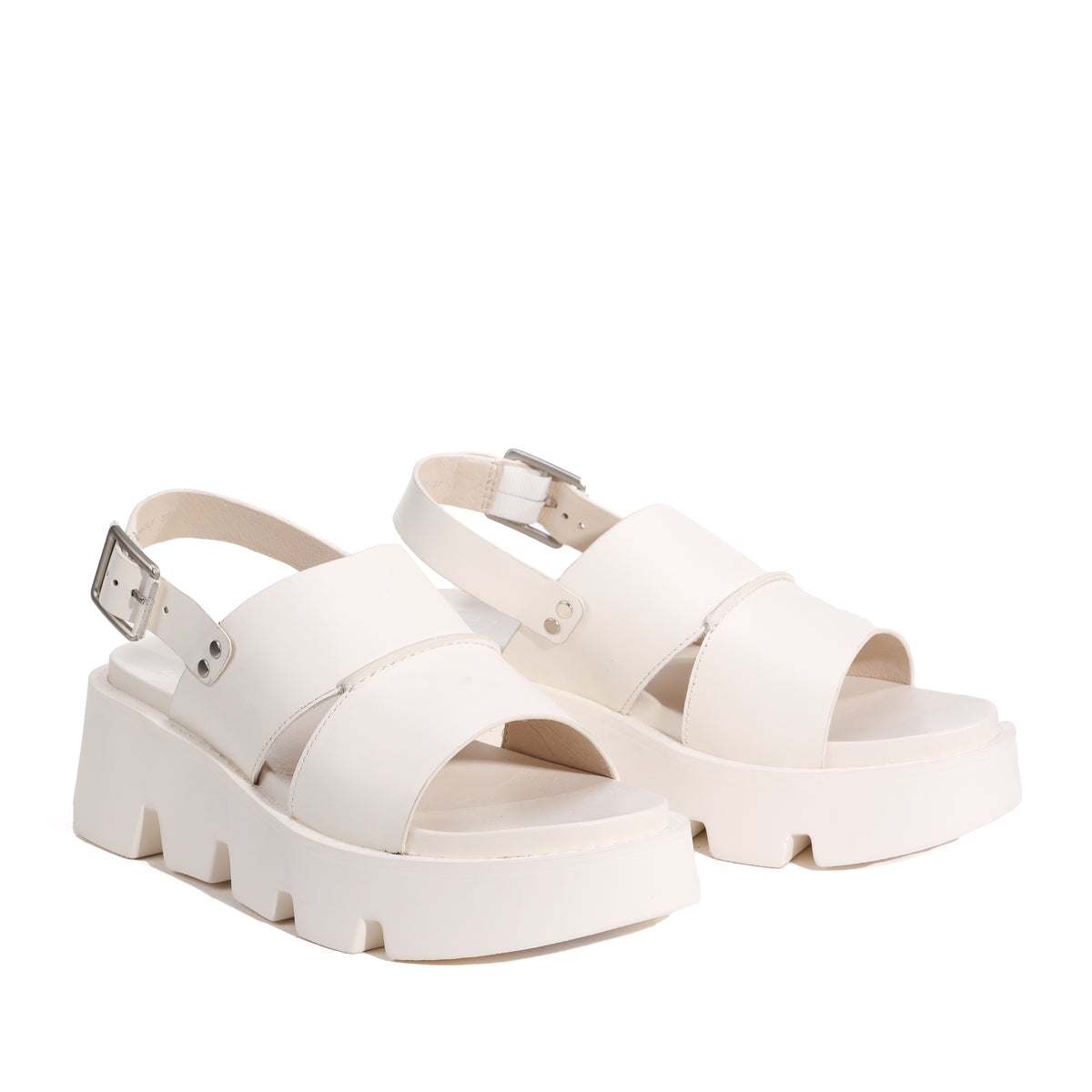 Eos Kaily Bone sandals featuring a sleek design with open toes and ankle straps, shown from the top view.