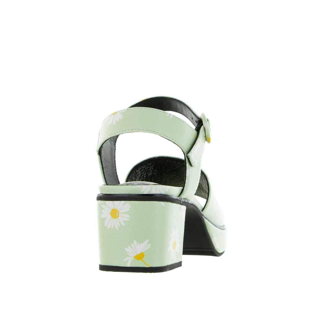 Le Sansa Ryalay Mint Floral sandals featuring green straps and floral accents, stylish and comfortable for casual wear.