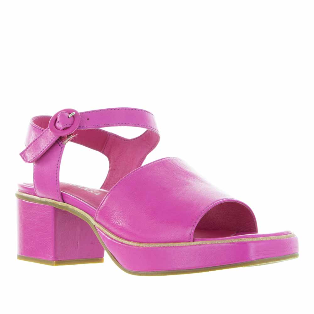 Le Sansa Ryalay hot pink sandals featuring stylish straps and comfortable soles, perfect for casual summer wear.