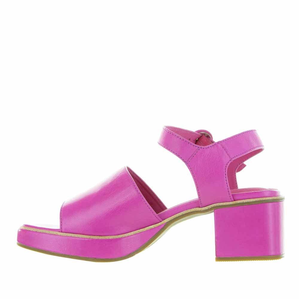 Le Sansa Ryalay hot pink sandals featuring strappy design and open toe, stylish footwear perfect for summer wear.