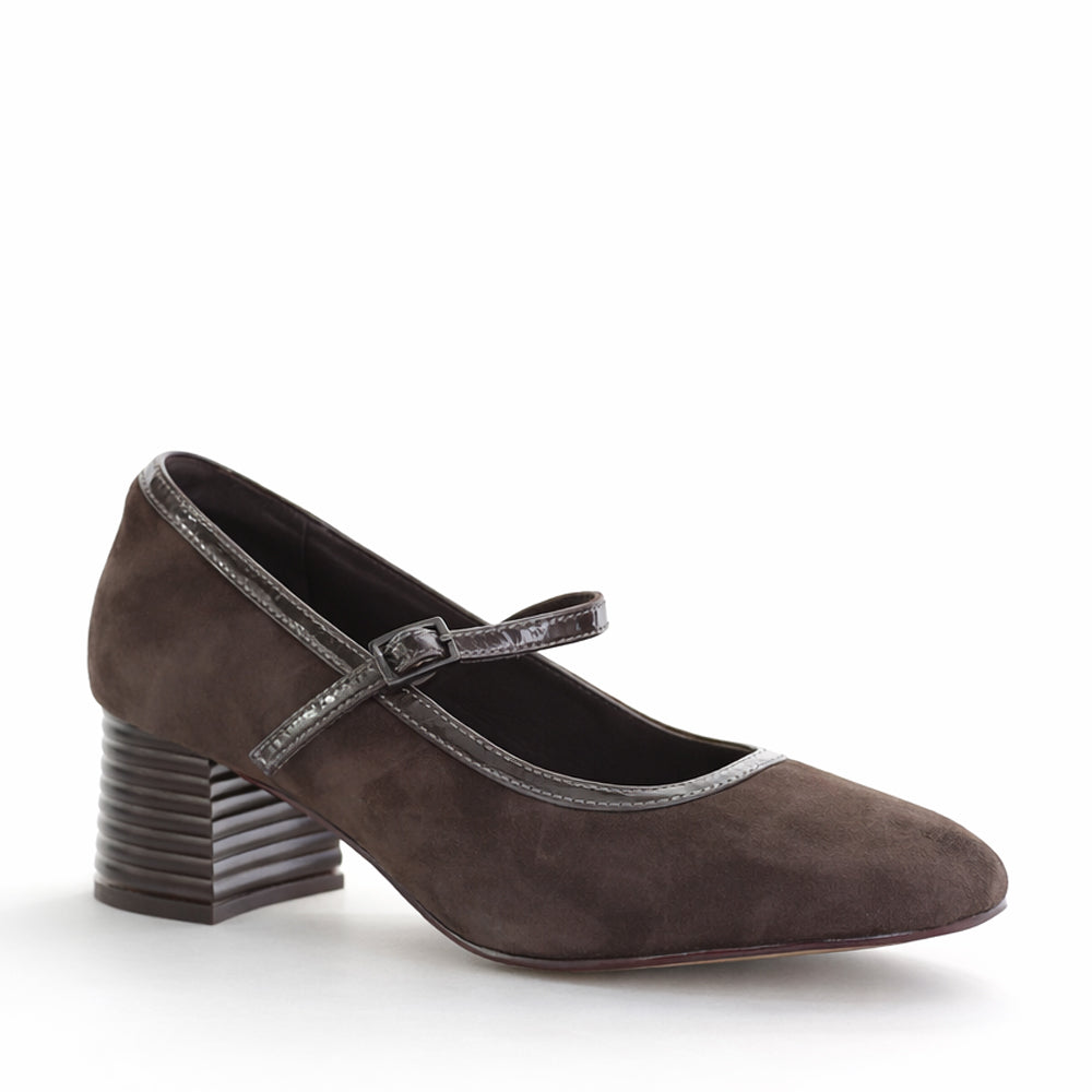 Le Sansa Zafira chocolate heels featuring a sleek design and pointed toe, perfect for stylish occasions.