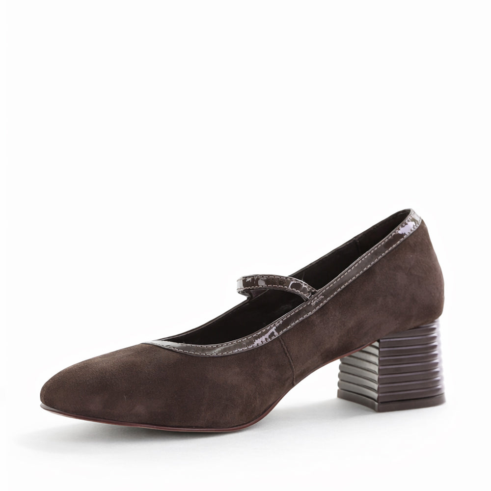 Le Sansa Zafira chocolate heels with pointed toes and elegant design, perfect for stylish footwear.