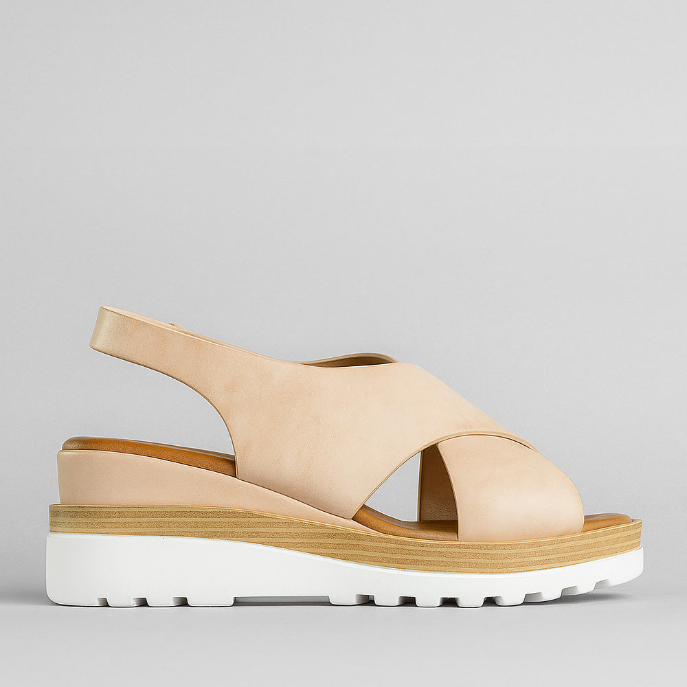 Light blush pink LE SANSA Trisha sandals with open-toe design and ankle straps, shown on a neutral background.