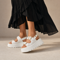 White LE SANSA CENO sandals featuring sleek straps and a comfortable footbed, perfect for casual summer wear.