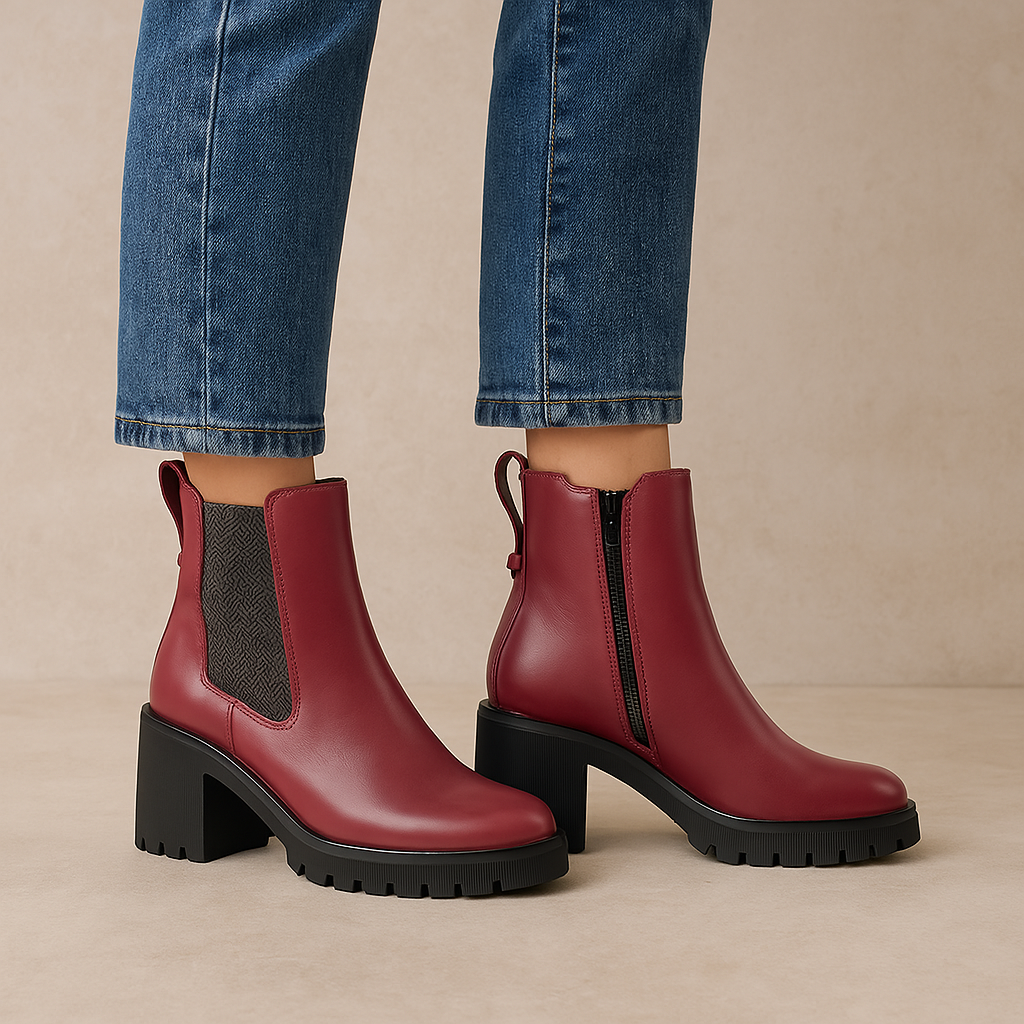 Le Sansa Samira hot pink boots with chunky heels and ankle straps, showcasing a stylish and vibrant footwear design.