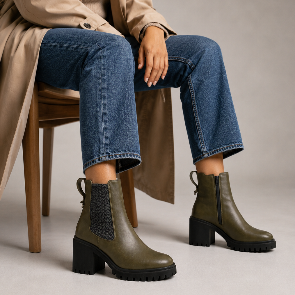 LE SANSA Samira olive boots showcasing stylish knee-high design and olive green leather material.