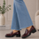 LE SANSA Zoey Merlot patent casual shoes with sleek, shiny finish and rounded toe, designed for comfortable everyday wear.