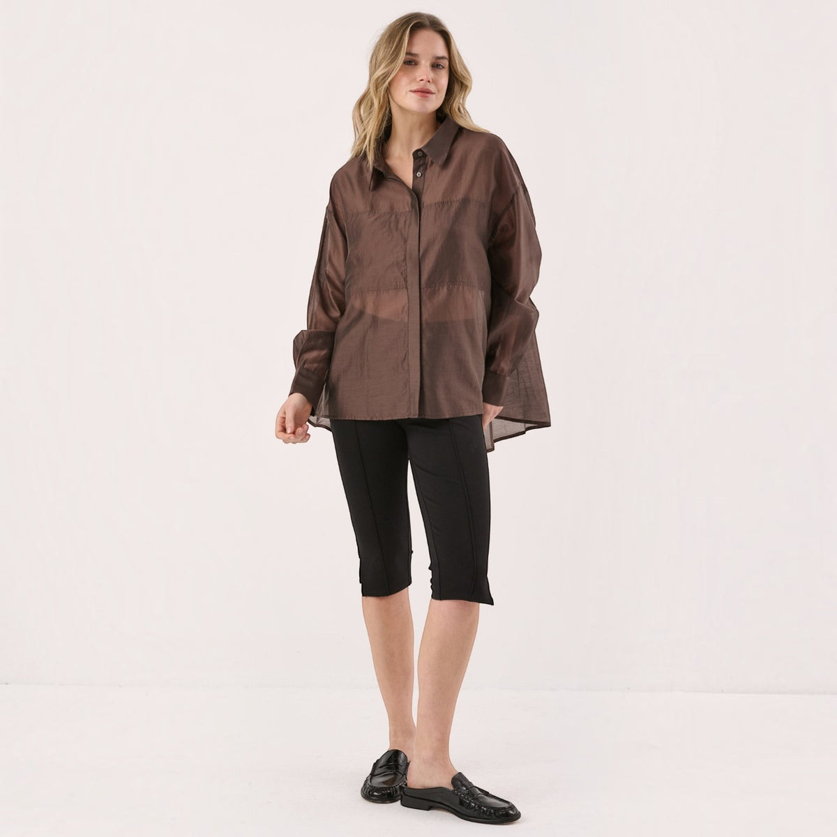 SASS VAL OVERSIZED SHIRT CHOCOLATE