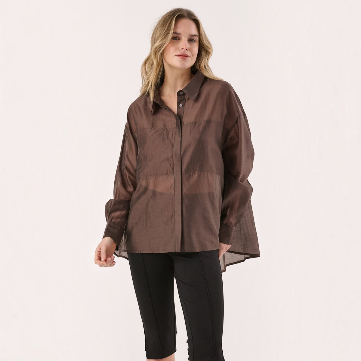 SASS VAL OVERSIZED SHIRT CHOCOLATE